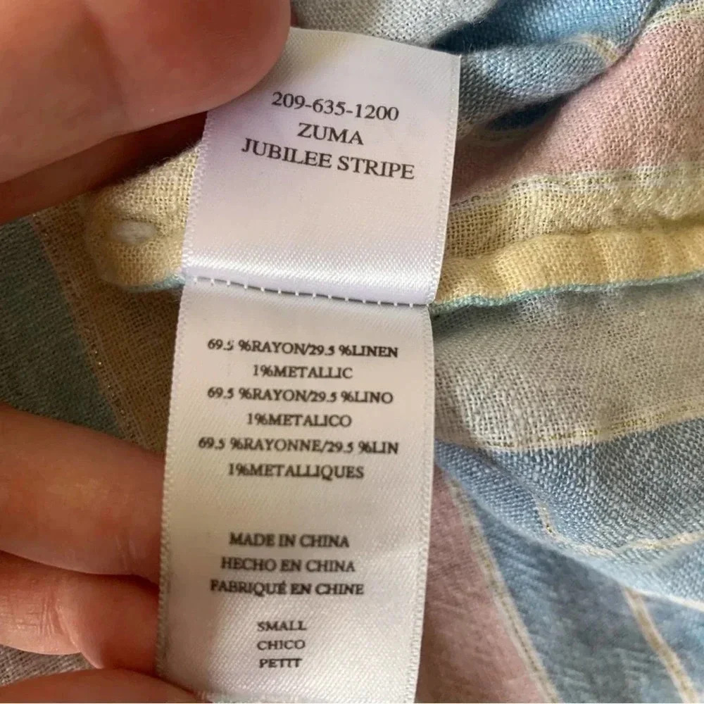 Rails Zuma Shirt Small Jubilee Stripe Pastel Metallic Button Down Short Sleeve - Picture 8 of 9